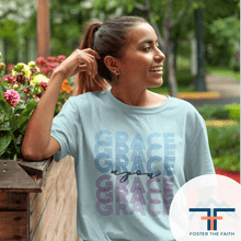 Carica l'immagine nel visualizzatore di Gallery, Grace Upon Grace blue- Comfort Fit Tshirt - FAITHKIND ART