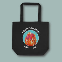 Load image into Gallery viewer, Heart on Fire- Organic Cotton Tote - FAITHKIND ART