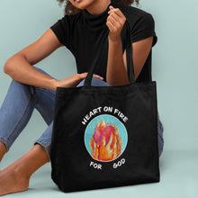 Load image into Gallery viewer, Heart on Fire- Organic Cotton Tote - FAITHKIND ART