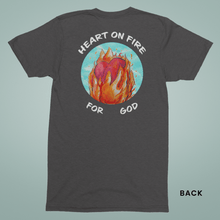 Load image into Gallery viewer, Heart on Fire Back Graphic- Comfort Fit Tshirt - FAITHKIND ART

