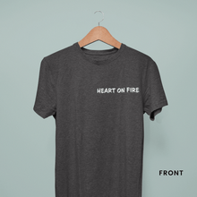 Load image into Gallery viewer, Heart on Fire Back Graphic- Comfort Fit Tshirt - FAITHKIND ART
