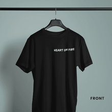 Load image into Gallery viewer, Heart on Fire Back Graphic- Comfort Fit Tshirt - FAITHKIND ART
