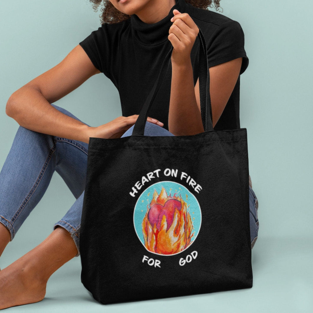 Herz auf Feuer - Tasche aus Bio-Baumwolle